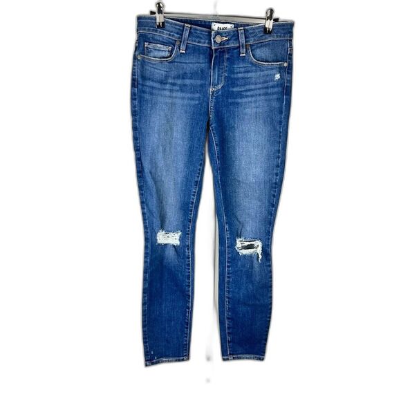 Paige Verdugo Crop Jeans Keely Destructed Size 29 Mid Rise Skinny Distressed - Picture 1 of 15